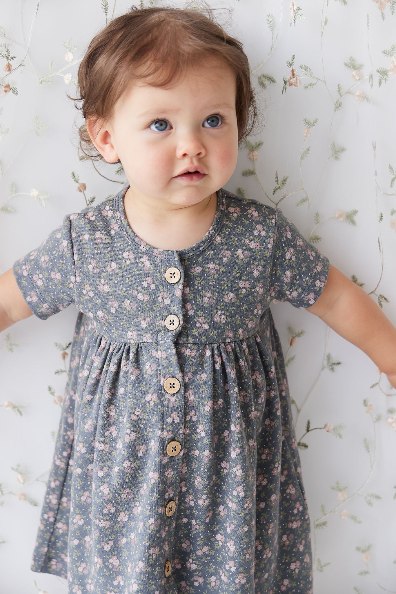 Organic Cotton Lola Dress - Rosalie Floral Lava – Jamie Kay Wholesale