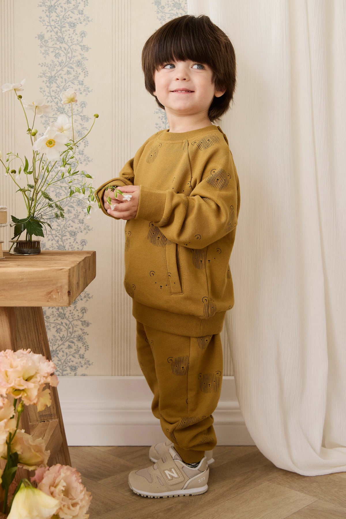 Organic Cotton Nash Track Pant - Buckwheat Teddy Face Childrens Pant from Jamie Kay NZ